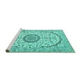 thumbnail image 2 of Ahgly Company Machine Washable Indoor Round Medallion Turquoise Blue Traditional Area Rugs, 7' Round, 2 of 4