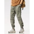 thumbnail image 4 of 2023 New Summer Cargo Pants Men Cotton Casual Slim Fit Joggers Fashion Drawstring Zip Leg Work Trousers Male Streetwear, 4 of 6