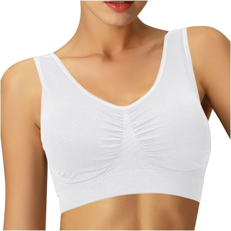 Fesfesfes Sports Bras for Women Plus Size Sports Bra Double Layer Seamless Yoga Running Bra Daily Bra