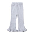 thumbnail image 3 of GYRATEDREAM Kids Baby Girl Knit Bell Bottoms Solid Color Flared Pants Toddler Elastic Waist Ruffle Leggings Fall Clothes for 3-4Y Light Gray, 3 of 8