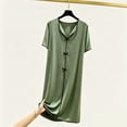 thumbnail image 4 of ZyeKqe Womens Nightgown Short Sleeve Bow Casual V Neck Pajamas Lightweight Loose Soft Comfy Loungewear Sleep Shirts, 4 of 5