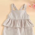 thumbnail image 3 of Faraee Toddler Baby Girl Clothes Ruffles Striped Romper Jumpsuit Suspender Pants Bib Overalls Spring Summer Outfits Beige 12-18 Months, 3 of 5