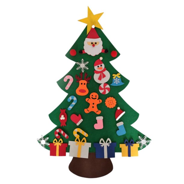 Árbol de Navidad de fieltro DIY, calendario de Adviento, decoraciones navideñas, adornos colgantes B Zulema Colgando de la pared del árbol