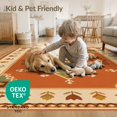 thumbnail image 4 of ODIKA 8'x10' Washable Area Rug Orange Rust Geometric Medallion Intricate Motif with Floral Accents for Living Room, Under Sectional, Family , Durable, Non-Slip, 4 of 7