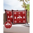 thumbnail image 6 of Pack of 2 Outdoor Pillow Covers, Christmas Elk Snowflakes Silhouette Buffalo Check Red and Black Waterproof Square Throw Pillowcase Cushion Decorative Pillow Covers for Couch Patio Tent, 16x16 in, 6 of 6
