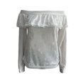 thumbnail image 4 of Camiseta informal con cuello oblicuo para mujer Blusa suelta de manga larga con cremallera y capucha Fridja  ghj987+3357, 4 of 6