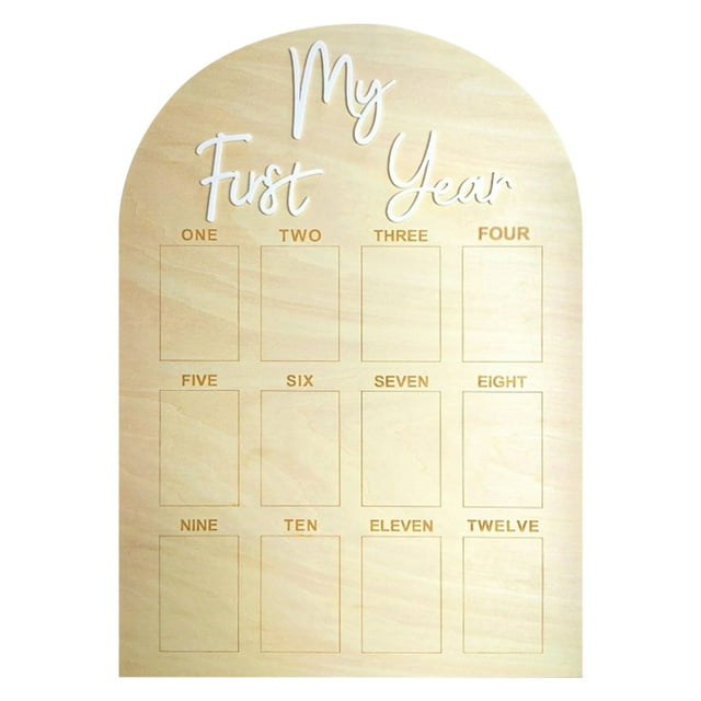 Clearance! One Year Birthday Wooden Photo Board My First Year Photo Board 12 Monthly Picture Frame First Year Wood Acrylic Sign 1st Birthday Decorations Keepsake Gift