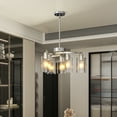 thumbnail image 5 of 6-Light Brushed Nickel Chandelier for Dining Room Table, Adjustable Height Industrial Pendant Lighting with Clear Glass Shade for Kitchen Island, 5 of 8