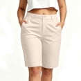 thumbnail image 2 of Gym Shorts Women No Scrunch Women’s Golf Shorts, High Waist Bermuda Shorts with Pocket, Summer Outdoor Workout Sports Bottoms Beige S, 2 of 6