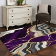 thumbnail image 5 of Purple Marble Area Rug 4x6 Washable Rug Non Slip Grey Gold Texture Vintage Farmhouse Art Large Area Rug Indoor Floor Carpet for Entryway Bedroom Kitchen Living Room Home Office Dining Room Nursery, 5 of 8