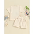 thumbnail image 4 of vera natura Toddler Boys Summer Outfits Fuzzy Bear Embroidered Short Sleeve T-Shirts Tops Elastic Waist Shorts 2Pcs Clothes Set, 4 of 9