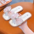 thumbnail image 2 of Little Girls Strappy Slip On Sandals Shiny Butterfly Bowknot Decor Soft Flat Sole Toddler Kids Casual Outdoor Comfort Footwear Gibobby,10.5,Pink, 2 of 5