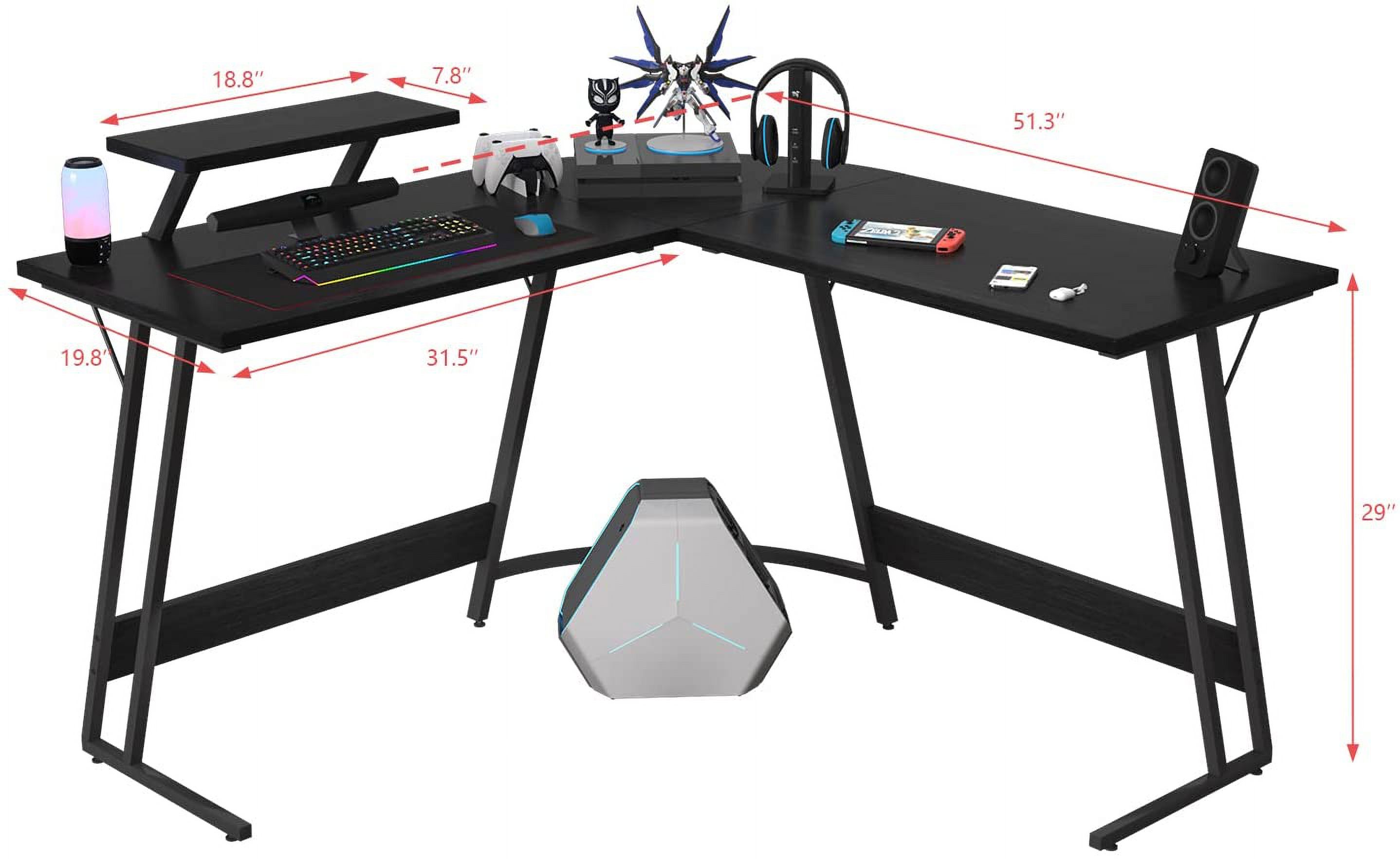 L-shaped gaming table, computer corner table, computer gaming table ...