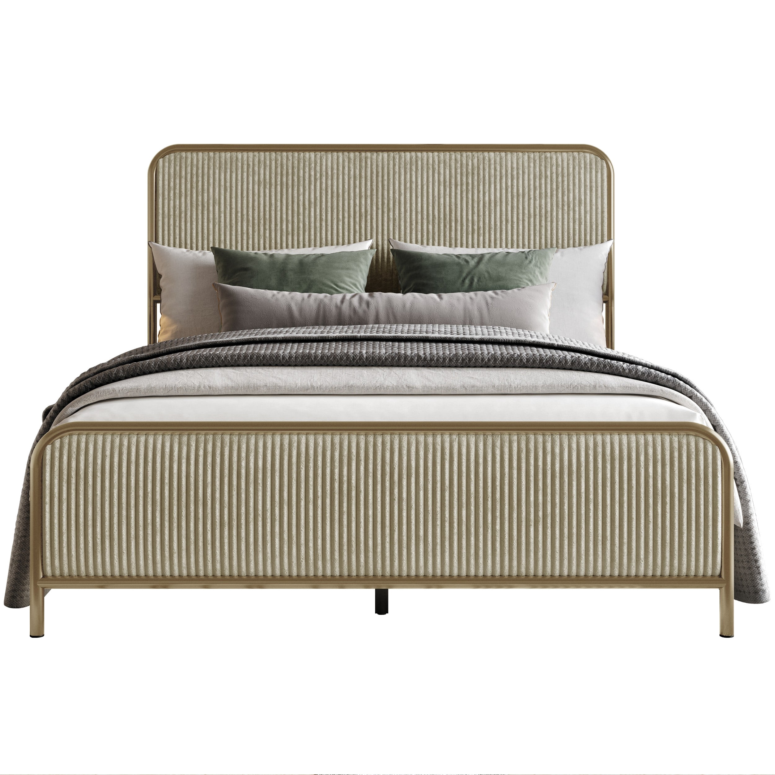 Home Design Parma King Panel Bed Frame, Metallic Gold