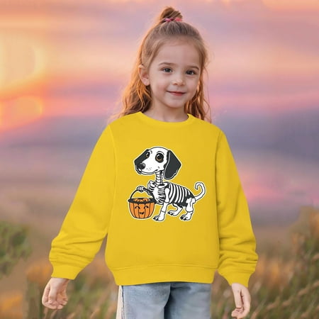 

YYYTop Sweatshirt for Girls Black Sweatshirt Fall Winter Middle Big Girls Boys Heart Print Long Sleeve Top Sweater Clothes for Toddler Girls 4T-5T Baby Deals