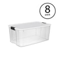 thumbnail image 1 of Sterilite 116 Quart Clear Stackable Latching Storage Box Containers, 8 Pack, 1 of 3