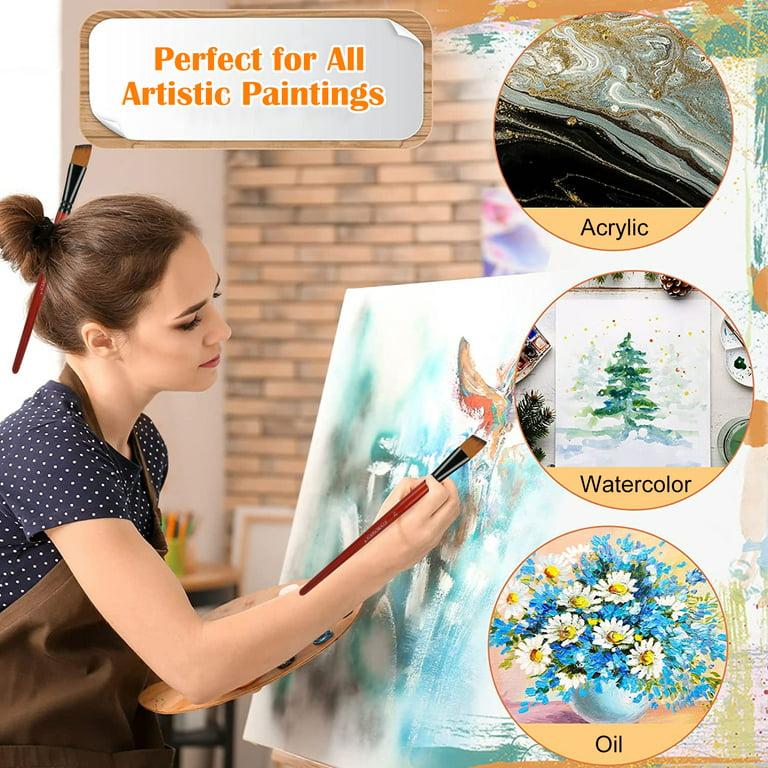 12pcs Professional Paint Brushes Nylon Hair Delicate Wooden Handle  Paintbrush Painting Brushes Kit Gift for Artists Children Adults for  Acrylic Oil Watercolor Gouache Body Face Miniature Det 