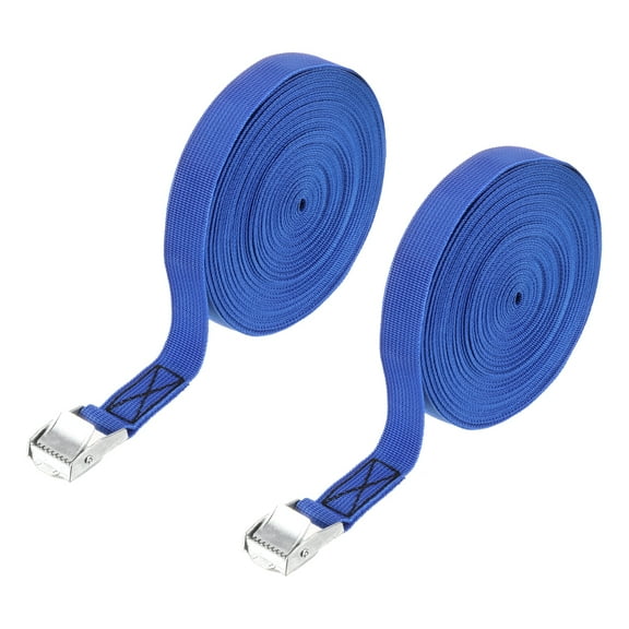 Uxcell 1" x 39 ft Lashing Straps, 2 Pcs Tie Down Strap Cam Buckle Adjustable Ratchet Straps 551 lbs for Cargo Trucks Motorcycle, Blue
