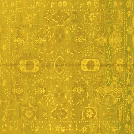 Ahgly Company Indoor Square Abstract Yellow Modern Area Rugs, 7' Square