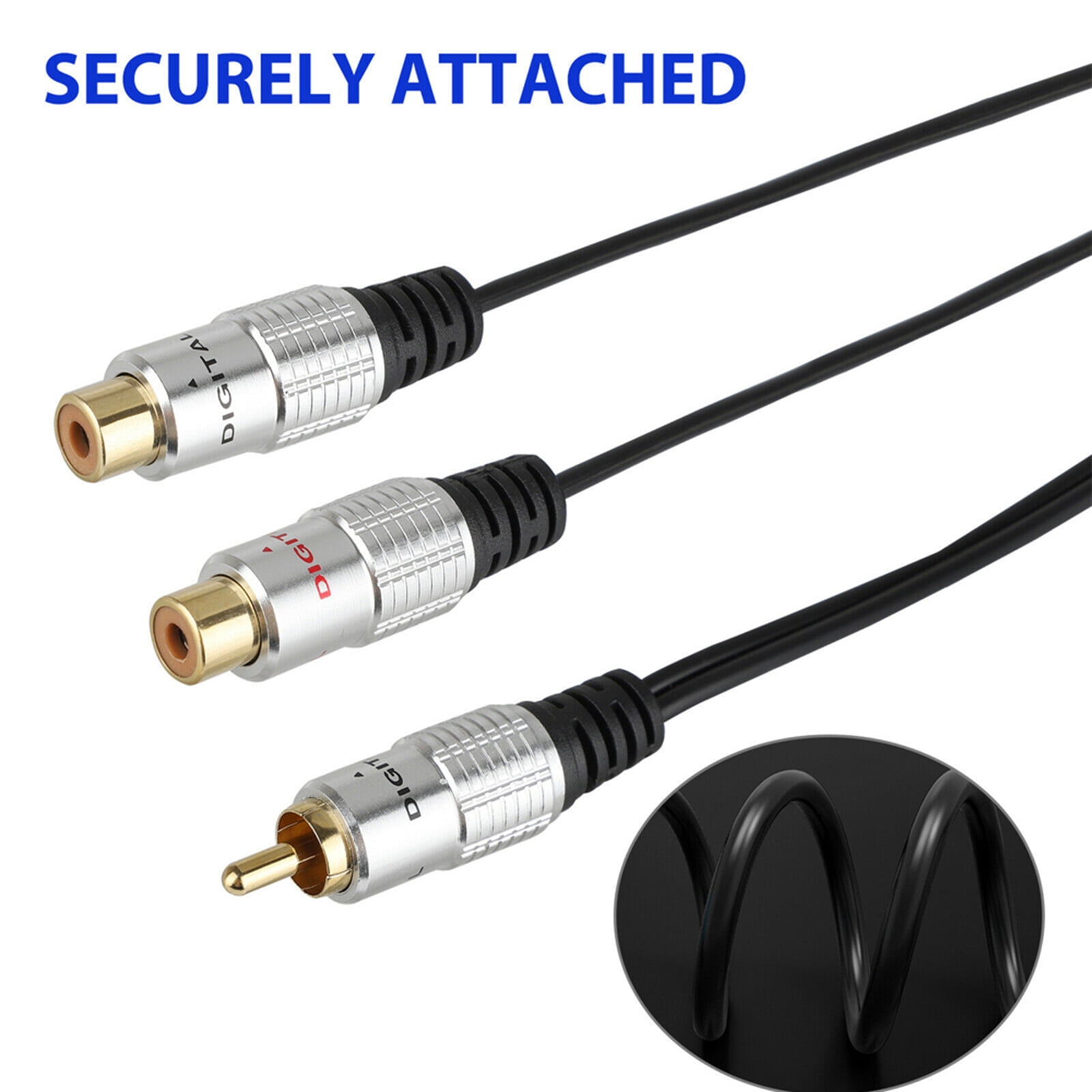 1 RCA Male to 2 Phono Splitter Y Adapter Female Cable/Lead-T Subwoofer Audio 