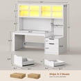 thumbnail image 2 of Modern Computer Desk with 2 Wood Drawers and Hutch, 23.6"W Executive Desk with Display Cabinet and LED Lights for Home Office, 2 of 7
