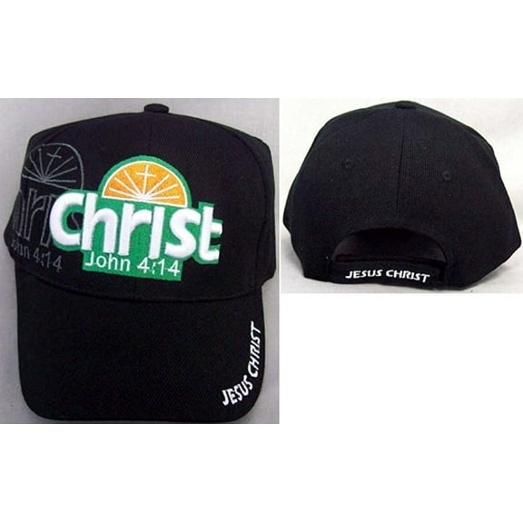 Christ John 4: 14 Christian Baseball Caps Hats For Adults Embroidered - Black Color Uni-Sex Style -- FREE  USA  Shipping-- (CCap235)