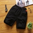 thumbnail image 1 of Men Shorts Solid Color Cotton Blended Casual Summer Beach Cropped Pants With Drawstring, 1 of 5
