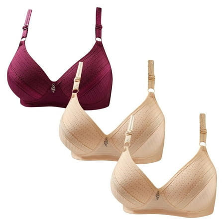 Gnurob Womens Plus Size Bralettes With Support  3 Pack No Underwire Padded Bra Lace Push Up Brassiere Comfort Breathable Bras Hide Back Fat Bralette for Women Clearance Saving A01-Wine Medium