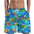 thumbnail image 3 of Ceisia Men Ocean Turtle Coral Fish Printed Beach Swim Trunks Quick Dry Breathable Drawstring Pocket Loose Fit Summer Vacation Board Shorts Gifts for Father, 3 of 5