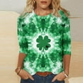 thumbnail image 2 of biudgviw Womens 3/4 Sleeve Tops St Patricks Day Print Graphic Tees Casual Tie Dye Crewneck Tunic Shirts Gifts for Women, 2 of 4