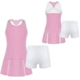 thumbnail image 7 of Sinleey Kids Girls Tennis Golf Dress and Shorts Sets Sleeveless Ballet Dance Leotard Sportswear Pink 8, 7 of 7