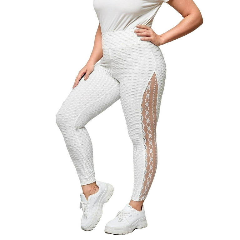 Women's Casual Regular White Long Plus Size Leggings 4XL (20) 