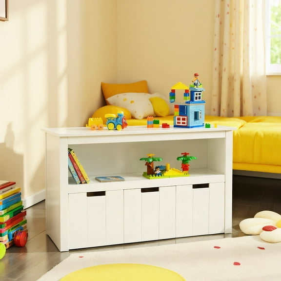 Resenkos Kid Toy Storage Cabinet 3 Drawer Chest with Wheels Large Storage Cube Shelf, Kids Toy Storage for Kids, Boys, Girls, Nursery