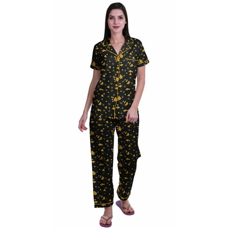 

Moomaya Pajama Shirts With Pockets For Women Printed Cotton Pajama Set Sleepwear