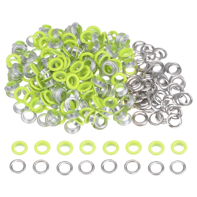 200 juego ojales Unique Bargains redondos 10mm metal Neón verde