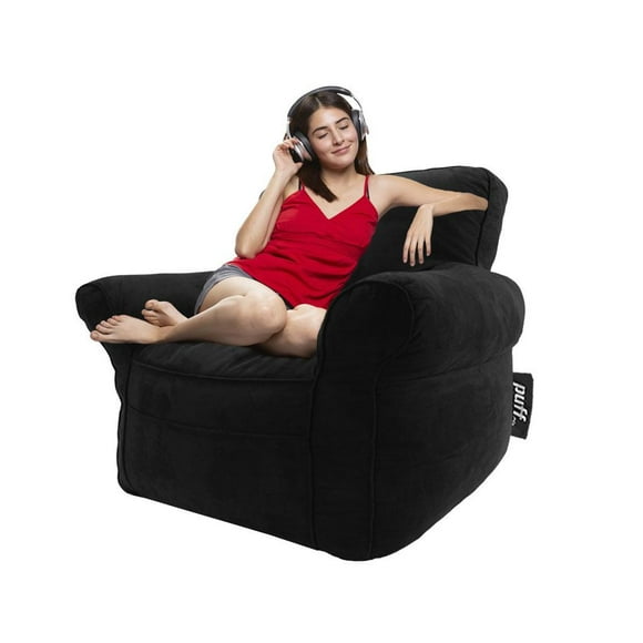 Sillón Puff Couch Cómodo Puff Mx Gamuza Negro