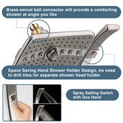 Bright Showers Dual Shower Head Combo, Handheld Showerhead Rainfall Shower Set with 60 inch Long Stainless Steel Shower Hose, Brushed Nickel