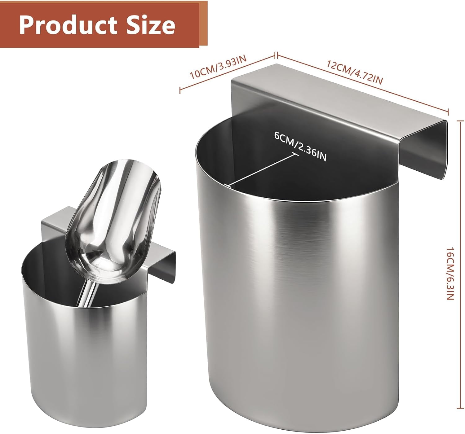 RVKXHD Ice Scoop Holder Hanging Organizer, 6.3X4.72X3.93 Inch, Sturdy Iron Material, for Refrigerator and Freezer, Shelf Heavy Duty Ice Maker Shovel Storage Box, Space Saving Kitchen Organizer