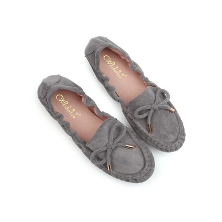 

Gomelly Ladies Bow Ballet Slip On Soft Flats Round Toe Anti Slip Casual Walking Comfort Shoes