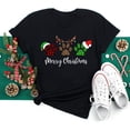 thumbnail image 2 of Ropa Kawaii de Feliz Navidad para mujer, camisa con estampado de patas de perro, camisetas negras de manga corta para mujer, camiseta de Navidad para mujer 2023, 2 of 5