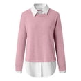 thumbnail image 5 of Women's Sweater 2 in 1 Shirt Loose Color Long Sleeve Bottoming Comfortable Sweater Pullover, 5 of 9