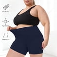 thumbnail image 6 of Plus Size Biker Shorts Womens High Waist Yoga Short Leggings 1X-5X Stretch Soft Workout Athletic Gym Shorts (4XL, Navy), 6 of 8