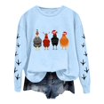 thumbnail image 1 of WEAIXIMIUNG Chandail en Molleton Court Grande Taille Noël Oversize Femmes Manches Longues Col Rond Chandails en Molleton Imprimé Poulet Léger Ample Haut, 1 of 5