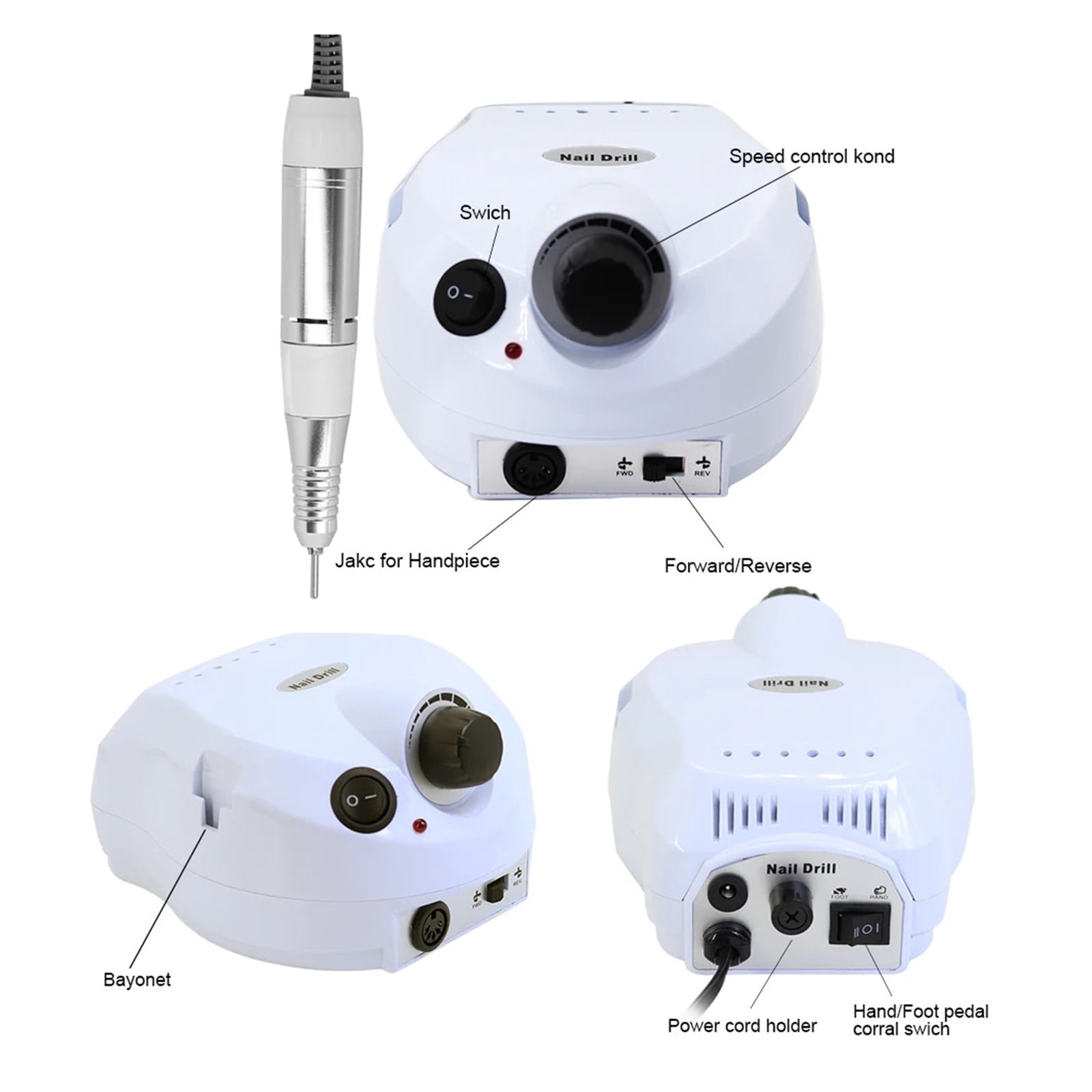 15W Efficient Electric Nail Drill Machine 35000RPM Professional Pen Manicure Machine Milling-Cutter Nails Tools 3C