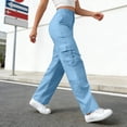 thumbnail image 6 of MAIHAN Womens Wide Leg Pants Cargo Pants for Women High Waisted Baggy Wide Leg Stretchy Y2K Streetwear Black Cargo Pants Women with Pockets(Sky Blue,M), 6 of 6