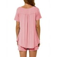 thumbnail image 5 of Hibeli Womens Summer Pajama Sets 2 Piece Cozy Short Sleeve Lounge Soft Sleepwear Set, 5 of 6