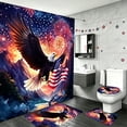 thumbnail image 4 of 4 Piece Patriotic Bathroom Set with Shower Curtain Toilet Seat Cover Floor Mat and U-Shaped Pad for Fourth of July Themed Bathroom Decor Complete Matching Ensemble, 4 of 6