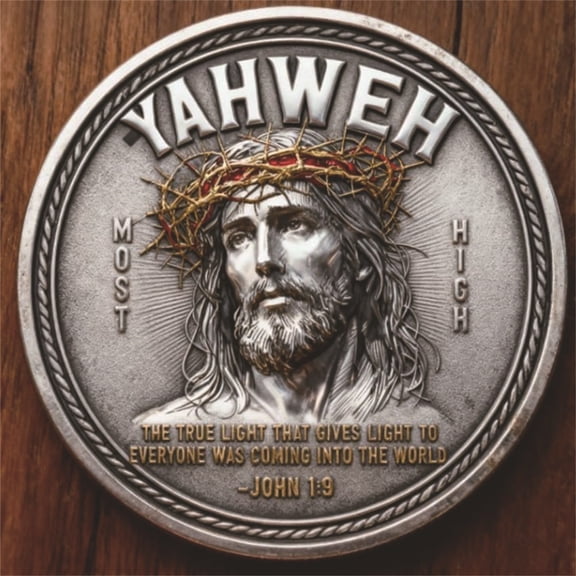 Faith Commemorative Coin Collection Ornament, Christian Challenge Coin with Crown of Thorns, Jesus Coin Decor Ornament, Living in His Promises Cross Bible Verse Token, Religious Gift for Men Women