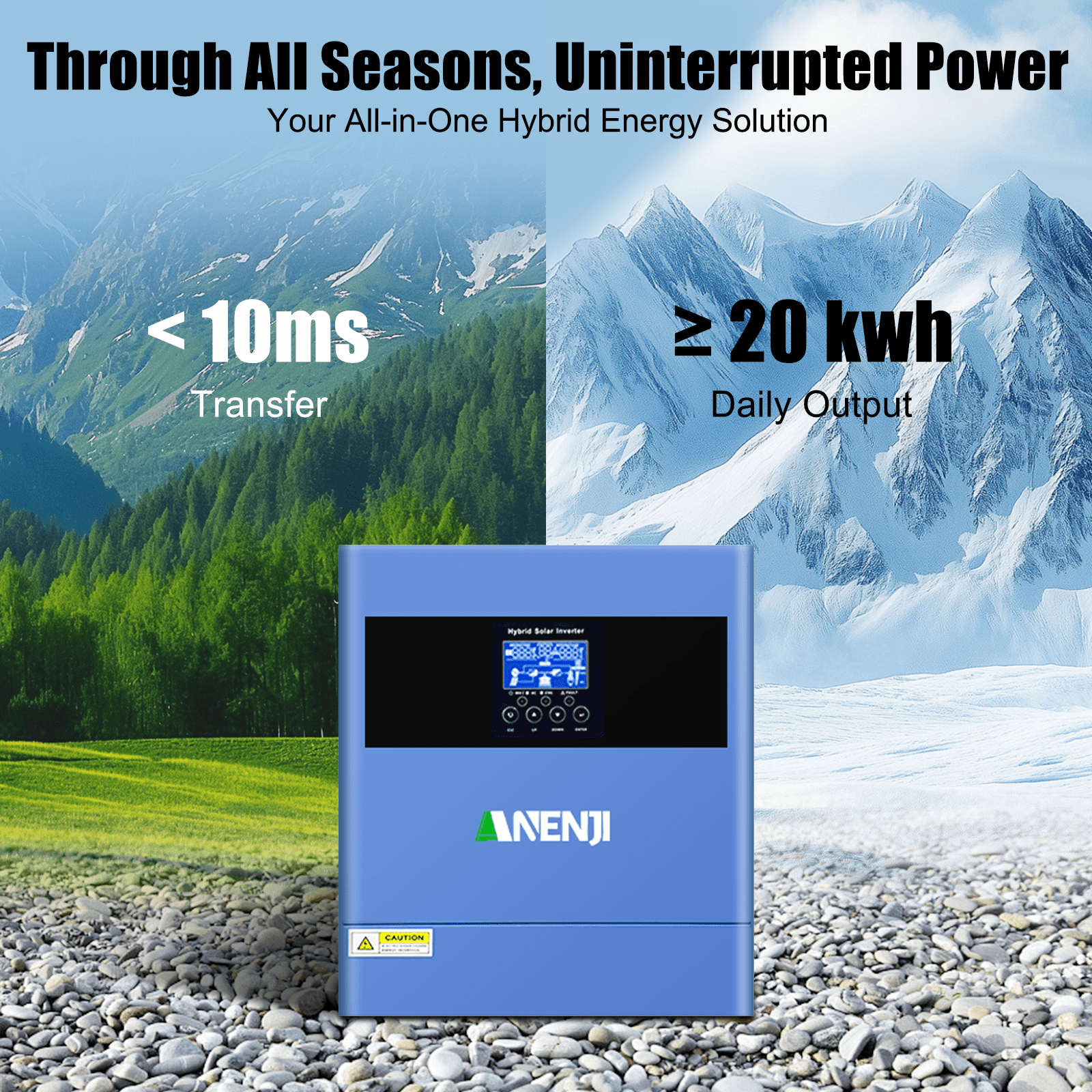 ANENJI 4200W Hybrid Inverter 24VDC, 220/230V AC All-in-One Pure Sine Wave 100A MPPT, Max PV Input Voltage 500V