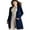 Navy, variant on Womens Open Front Knit Long Sleeve Slits Drape Duster Coat Cardigan Sweater with Pockets, Navy Back Slit